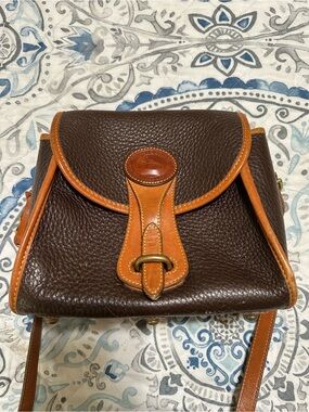 Dooney & Bourke Brown Pebbled Leather Crossbody with Tan Trim